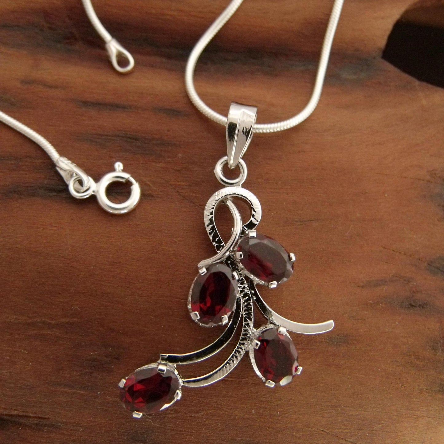 Scarlet Petals Sterling Silver Necklace