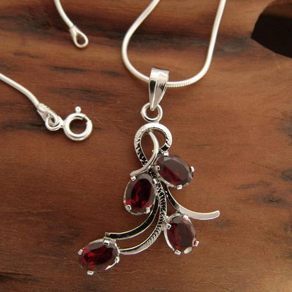 Scarlet Petals Sterling Silver Necklace