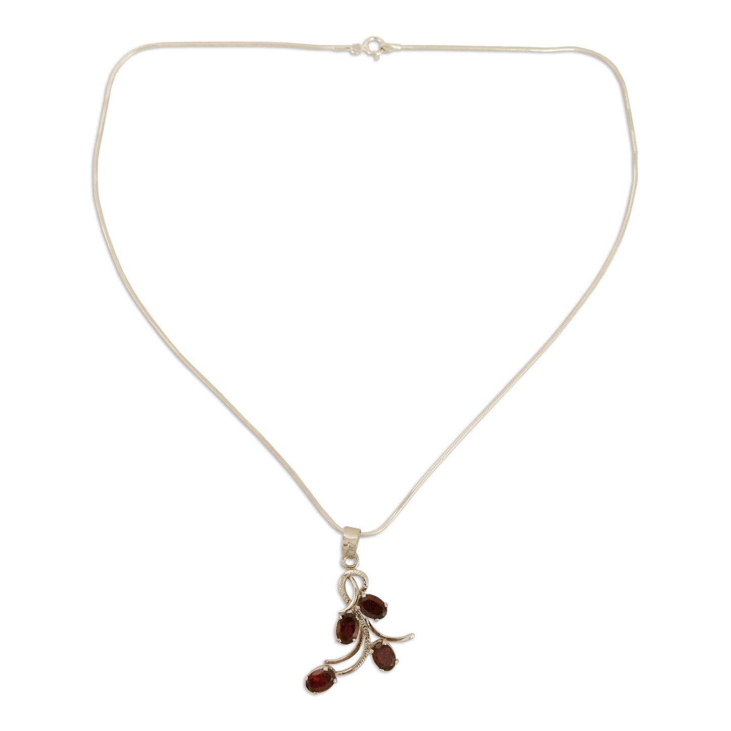 Scarlet Petals Sterling Silver Necklace