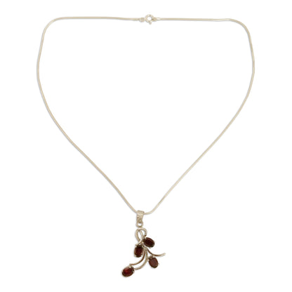 Scarlet Petals Sterling Silver Necklace
