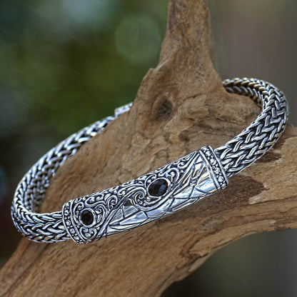 Splendid Dragon Men's Sterling Silver Bracelet