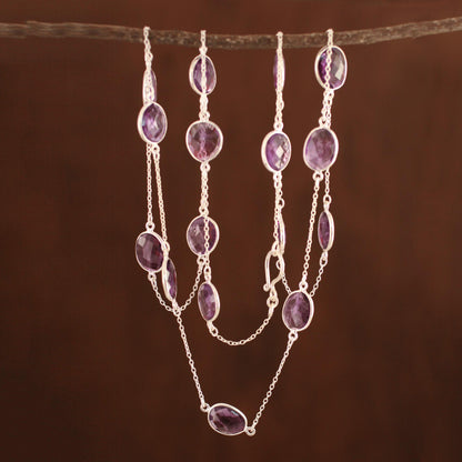 Duduma Majesty Amethyst Long Necklace with Sterling Silver