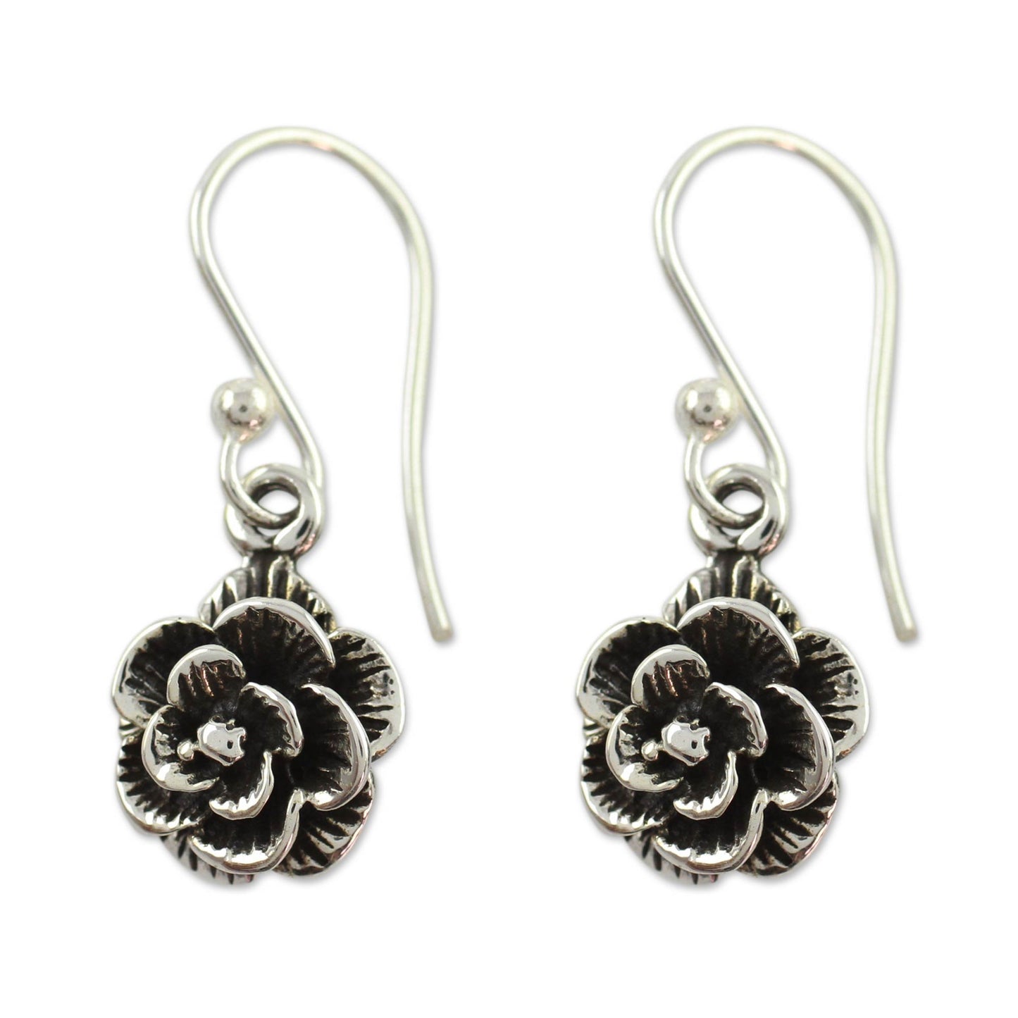 Rose Moon Floral Jewelry Sterling Silver Earrings from India