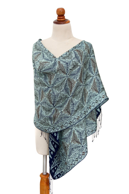 Forest Foliage Handmade Silk Batik Shawl