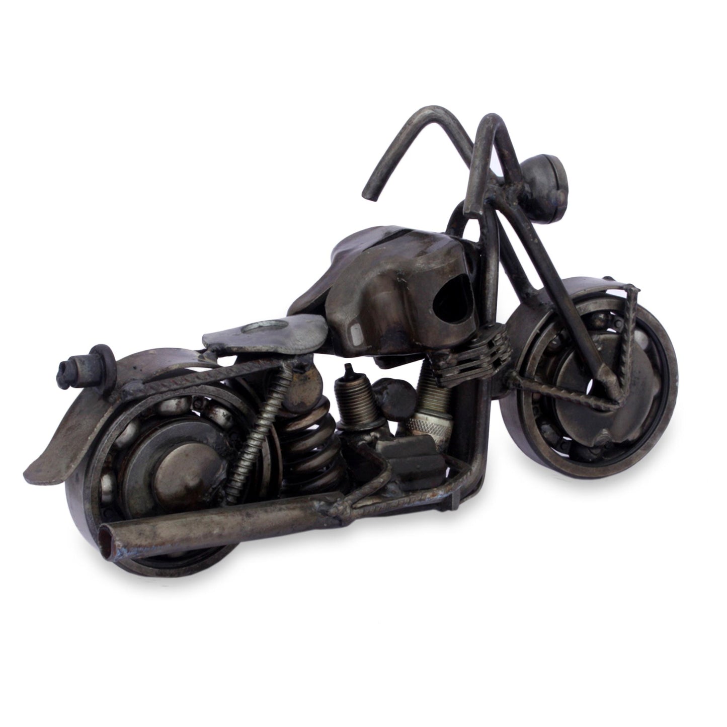 Rustic Standard Motorbike Handcrafted Rustic Sculpture of Recycled Auto Parts