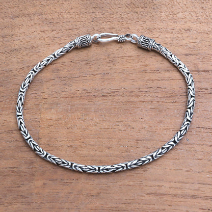 Borobudur Collection II Sterling Silver Chain Bracelet 925 Artisan Jewelry from Bali