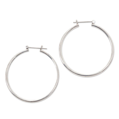 Moonlit Goddess Sterling Silver Hoop Earrings