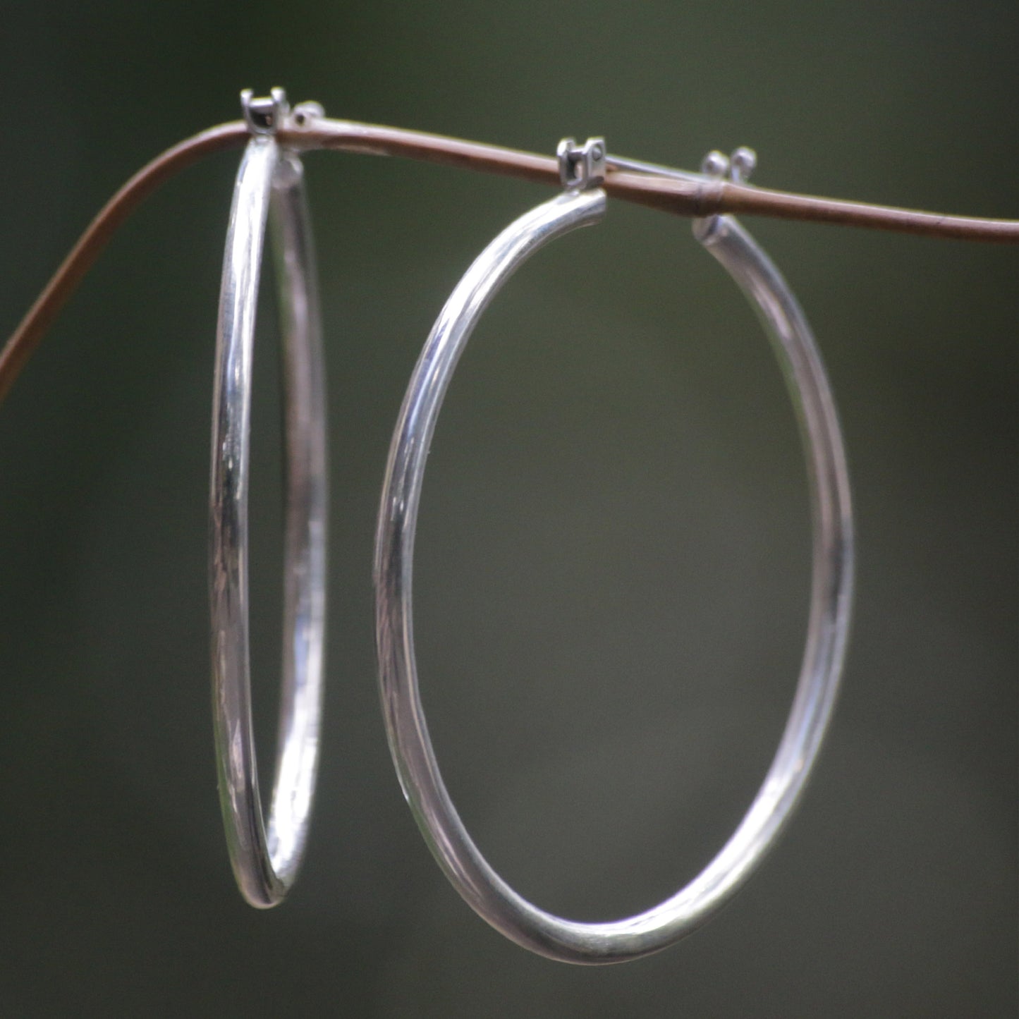 Moonlit Goddess Sterling Silver Hoop Earrings