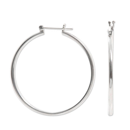 Moonlit Goddess Sterling Silver Hoop Earrings