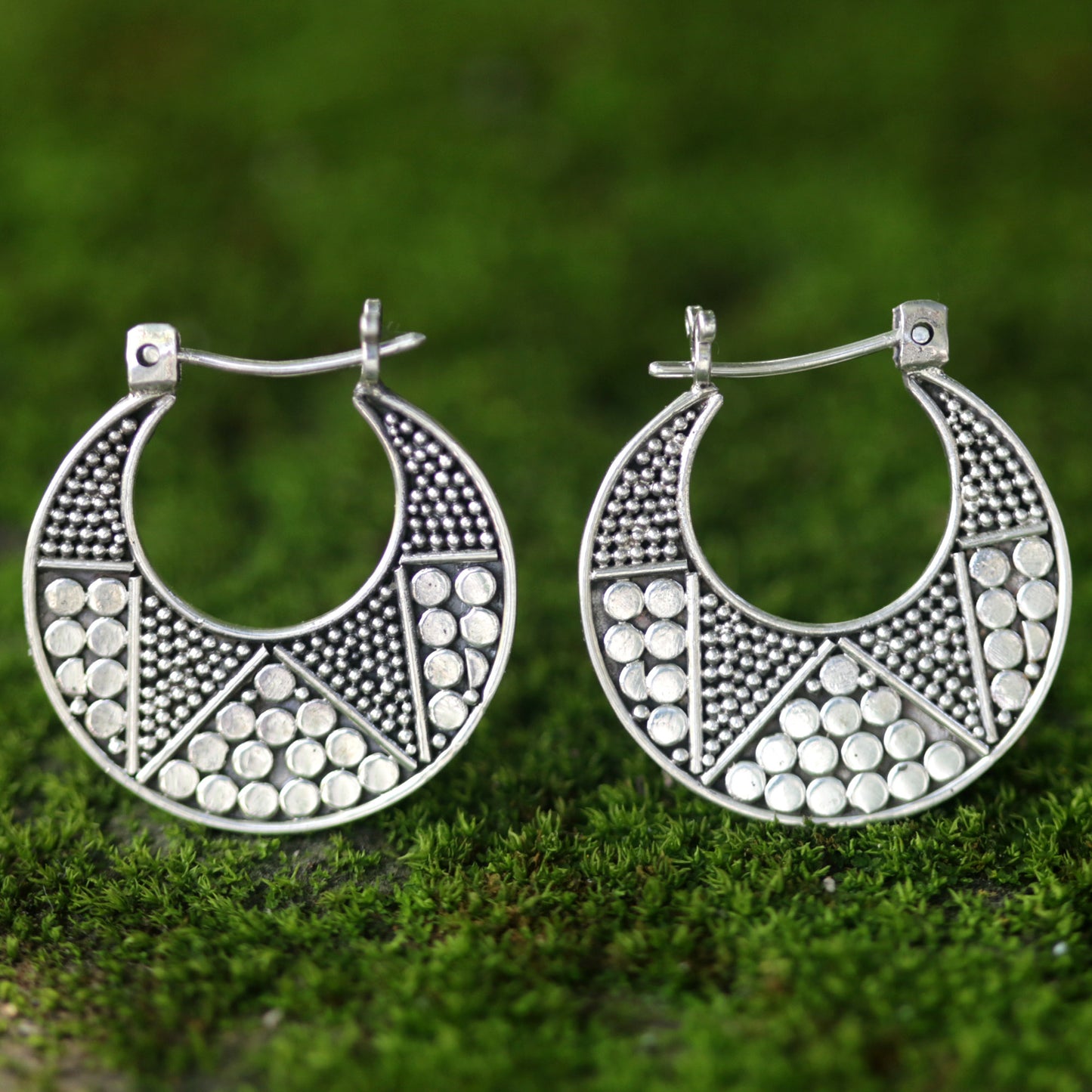 Crescent Sterling Silver Hoop Earrings