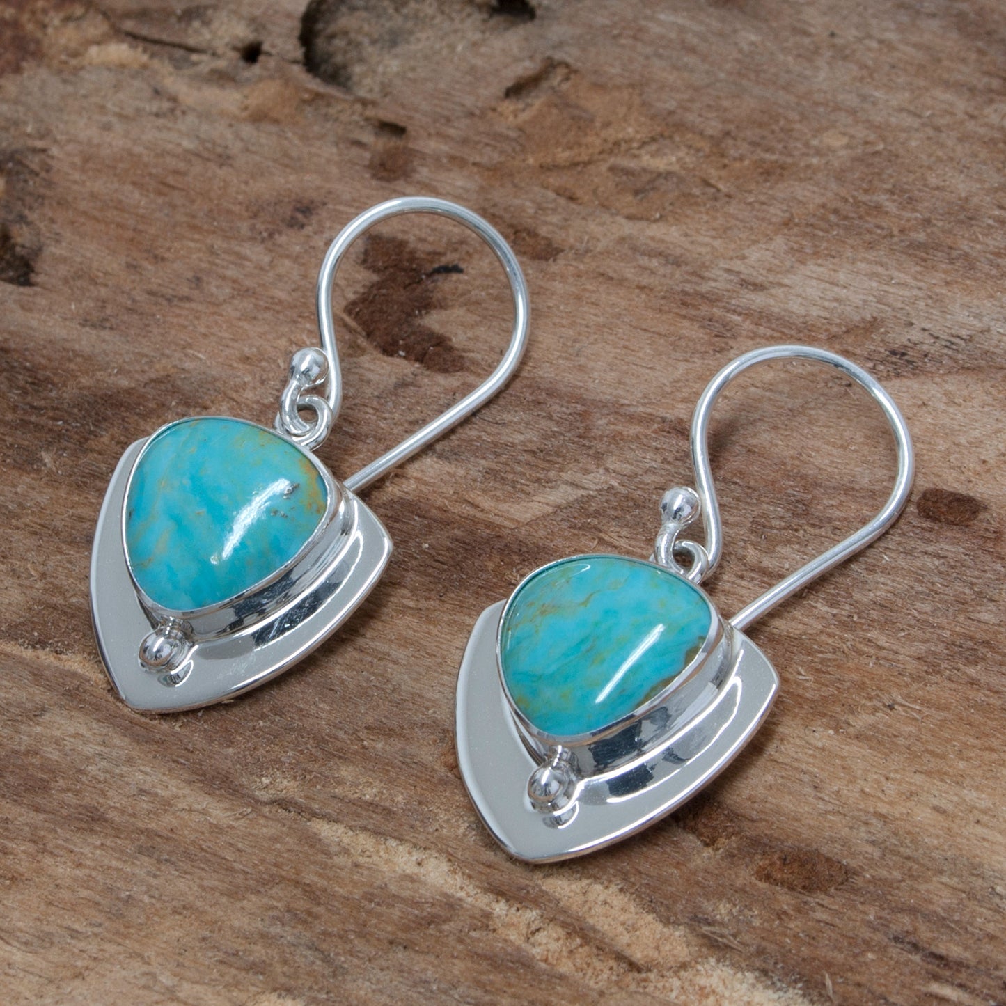 Pyramids of Friendship Unique Taxco Silver Turquoise Earrings