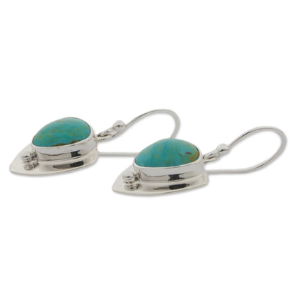 Pyramids of Friendship Unique Taxco Silver Turquoise Earrings