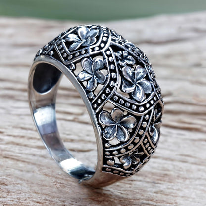 Frangipani Mystique Sterling Silver Floral Ring