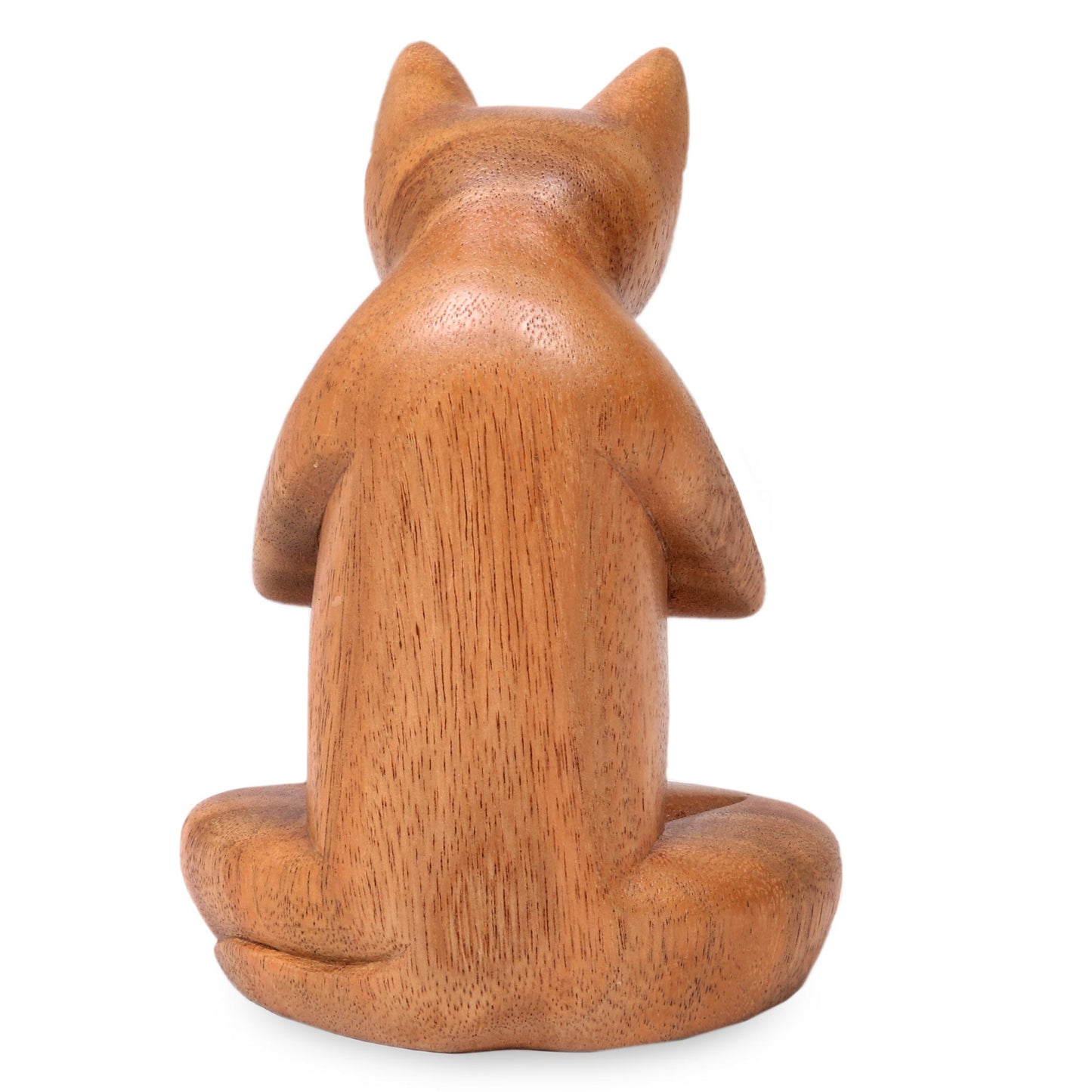 Full Lotus Cat Wood sculpture