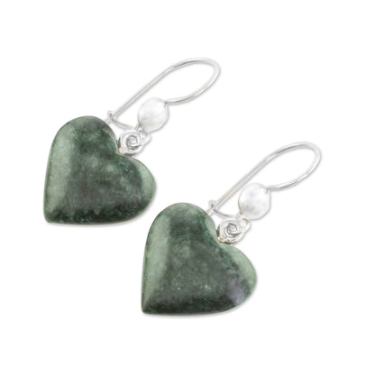 Love Immemorial Jade Heart Shaped Earrings