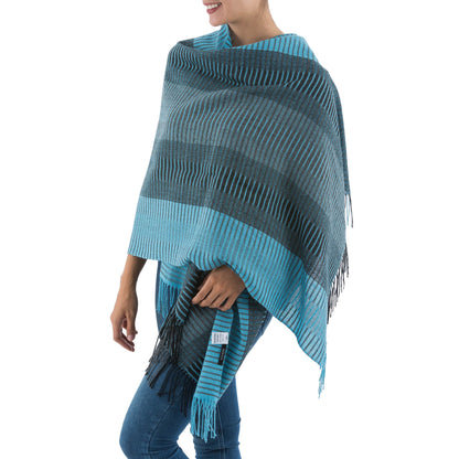 Turquoise Whisper Blue Alpaca Shawl