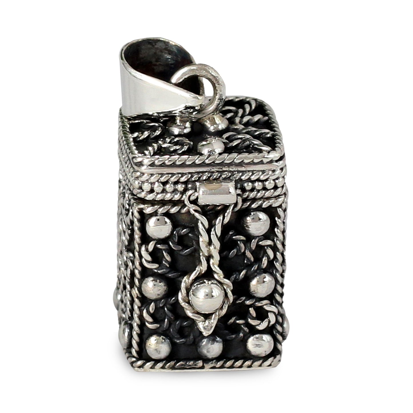 Prayer Box Square Locket Pendant Artisan Crafted Silver Jewelry