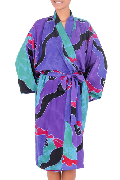 Turquoise Ocean Women's batik robe