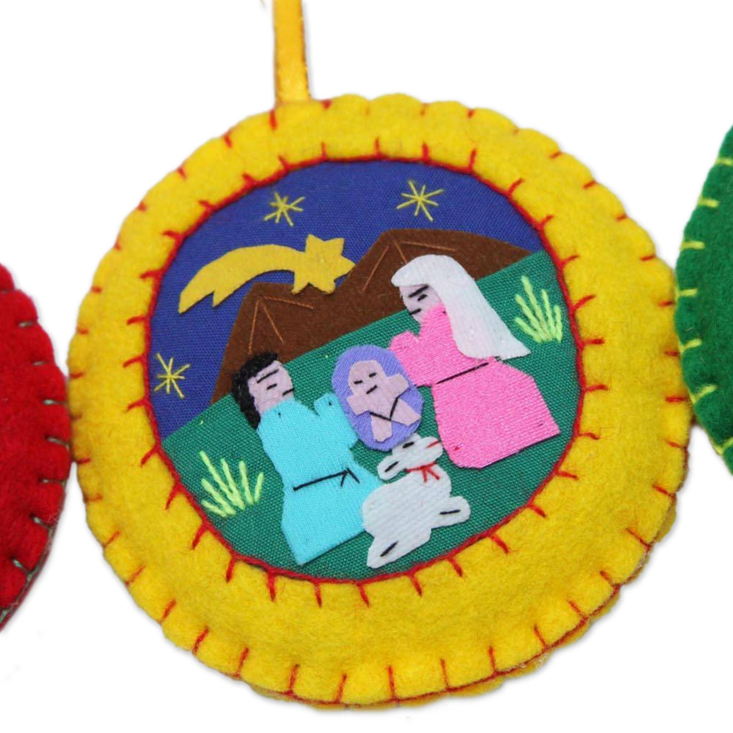 Christmas Fiesta Applique Christmas Ornaments Set of 6 Handmade in Peru