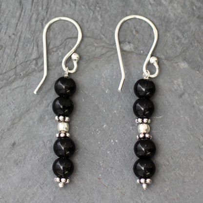 Pillars of Night Onyx dangle earrings