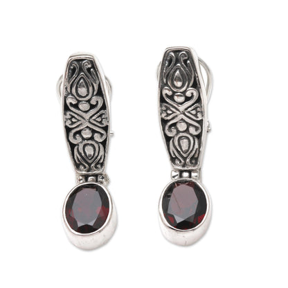 Pura Dalem Garnet and Silver Drop Earrings