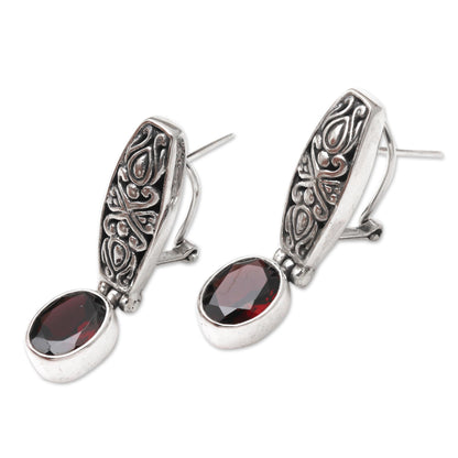 Pura Dalem Garnet and Silver Drop Earrings