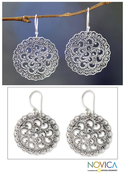 Filigree Chrysanthemum Sterling Earrings