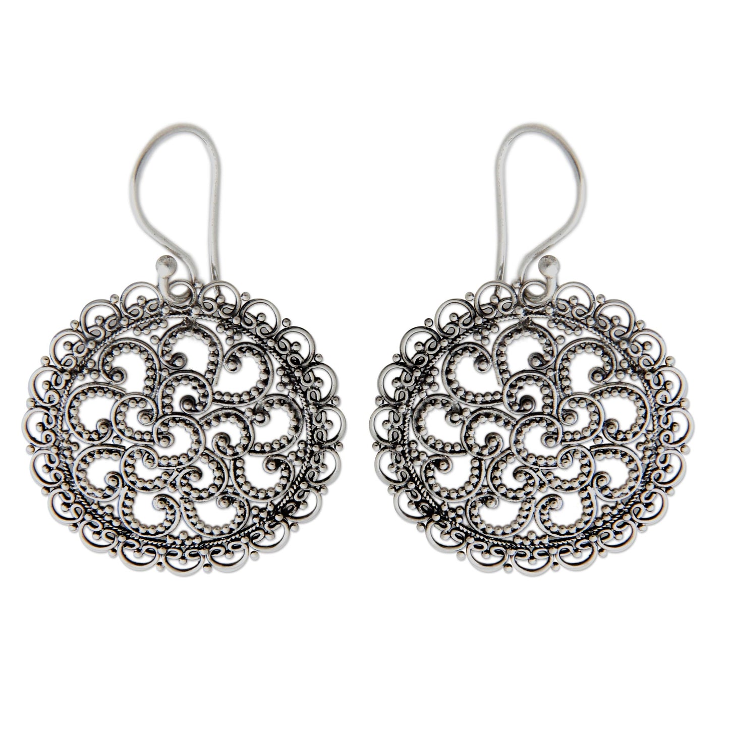 Filigree Chrysanthemum Sterling Earrings