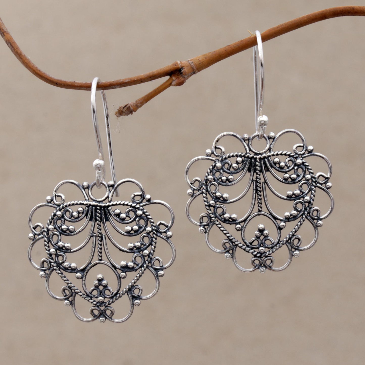 Valentine Vine Sterling Silver Heart Earrings