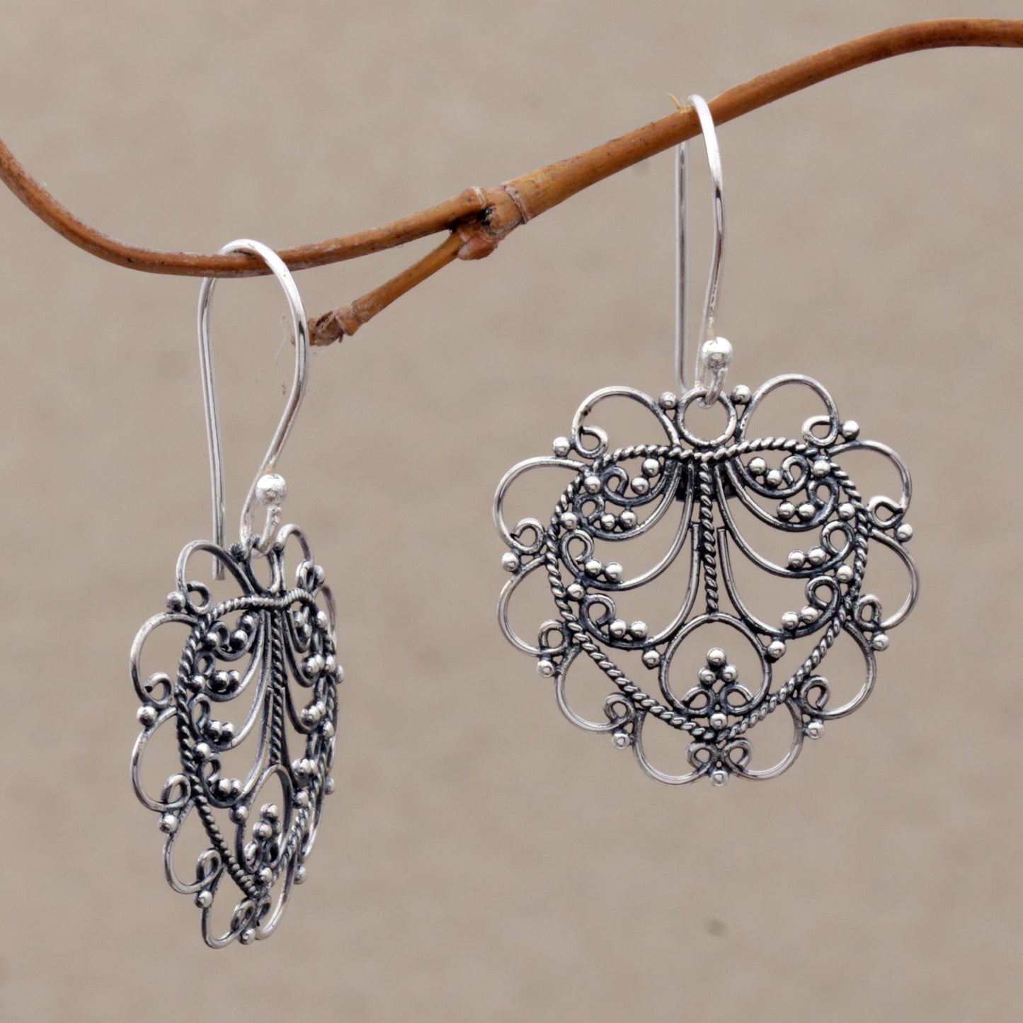 Valentine Vine Sterling Silver Heart Earrings