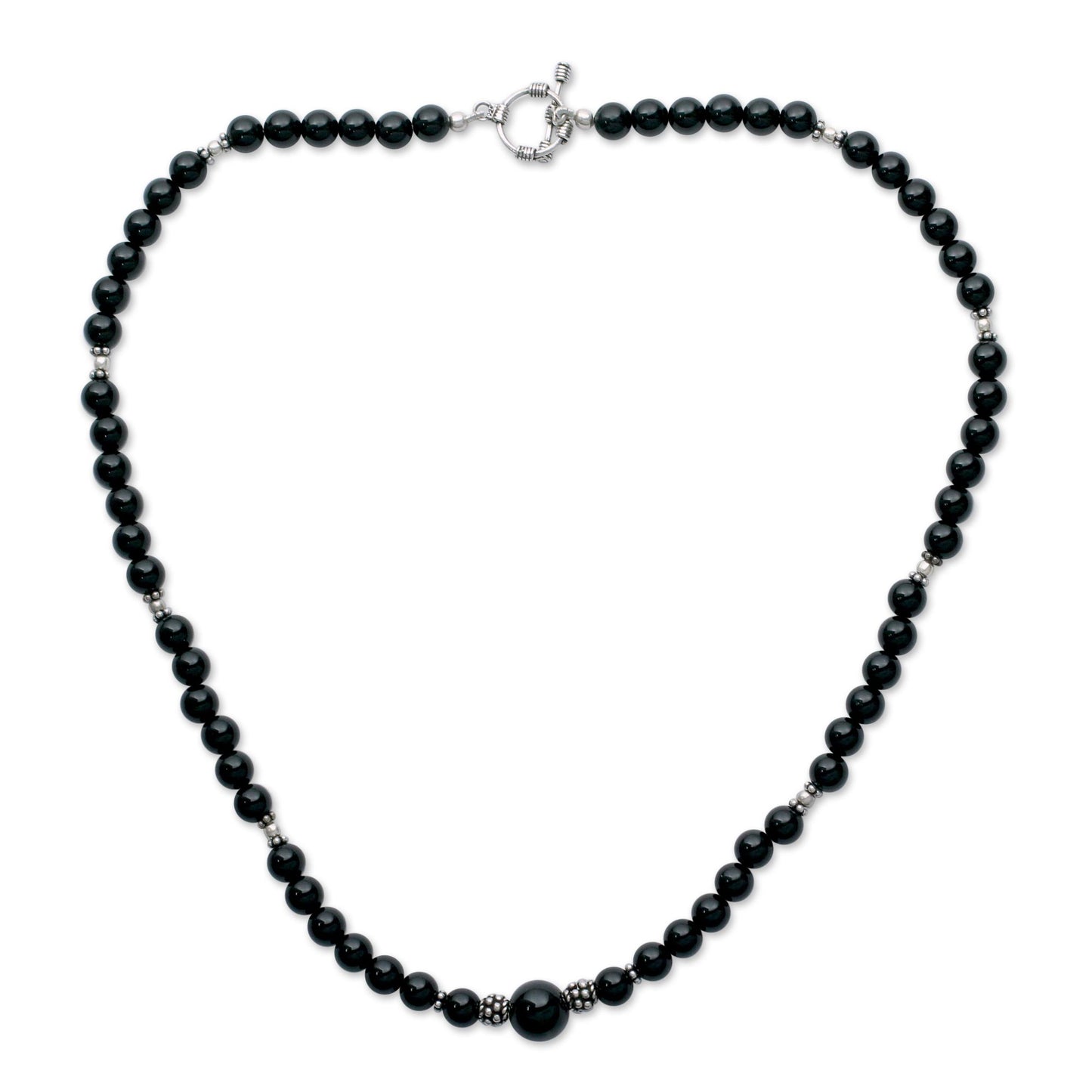 Kerala Night Silver Onyx Necklace