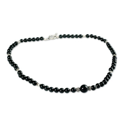 Kerala Night Silver Onyx Necklace