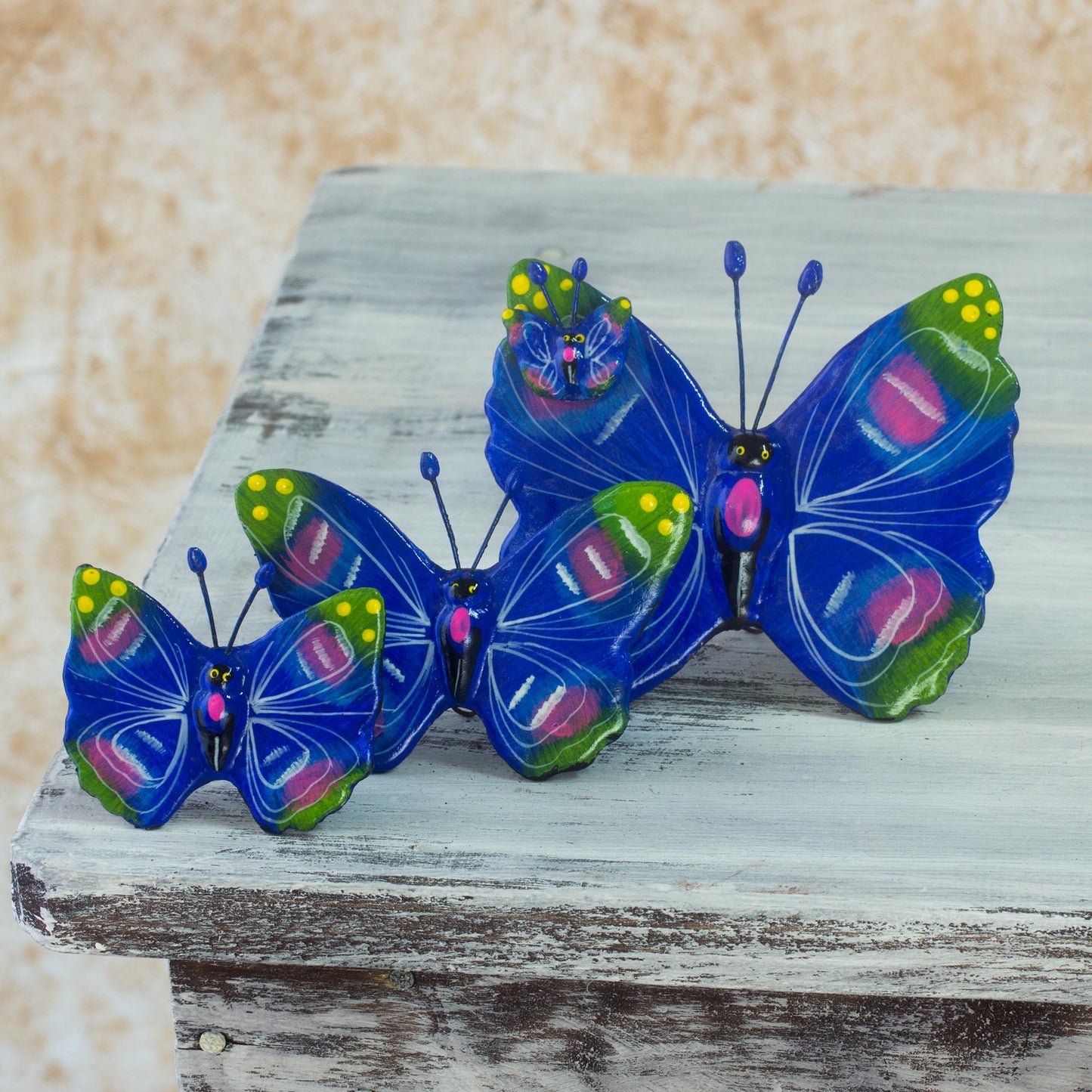 Antigua Butterflies Ceramic sculptures (Set of 3)
