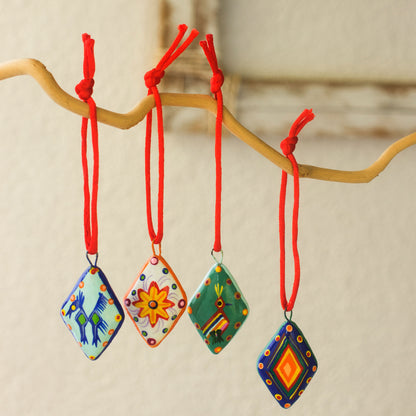 Festive Guatemala Ceramic Ornaments - Set of 6