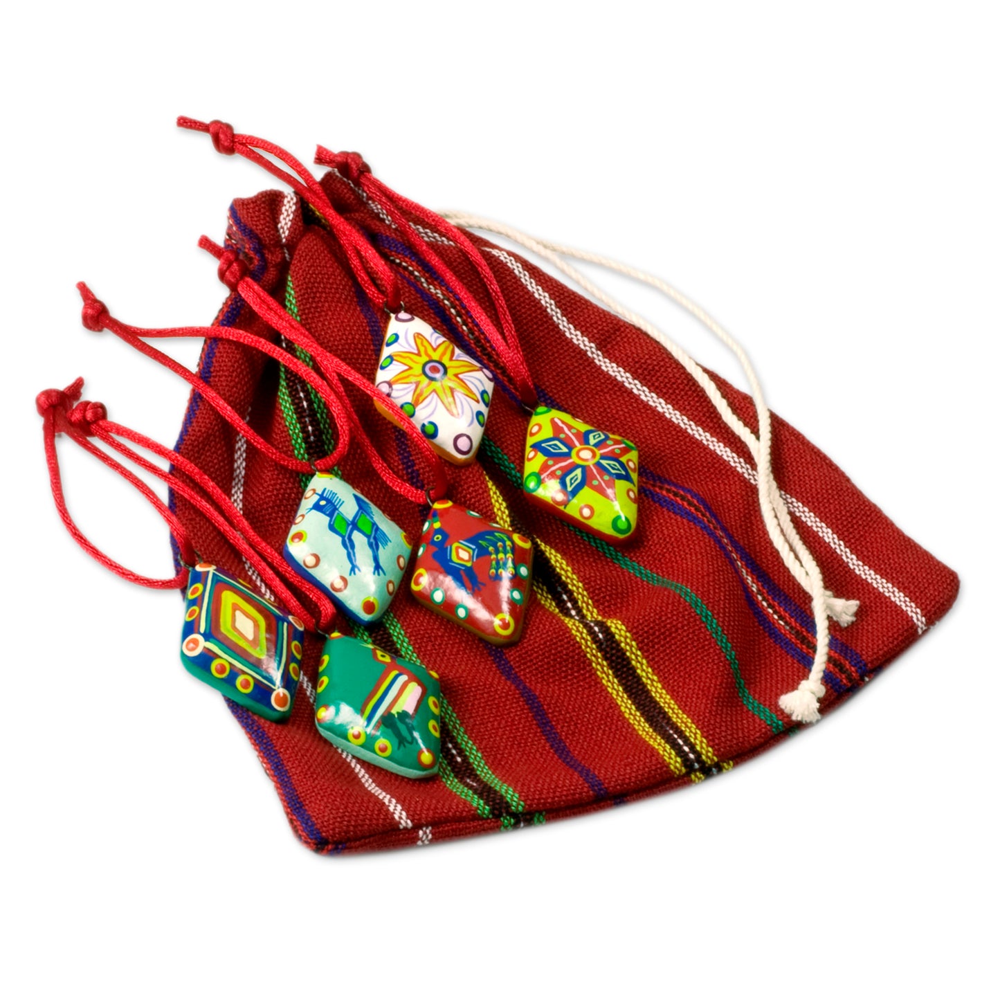 Festive Guatemala Ceramic Ornaments - Set of 6