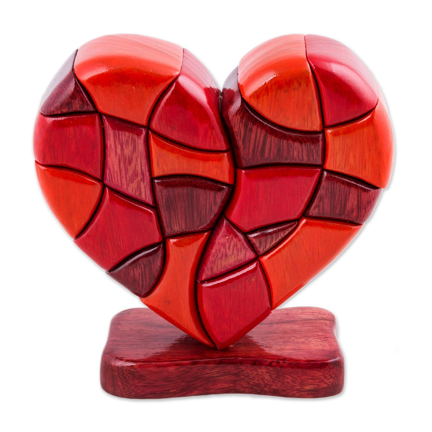 Heart of Love Wood Heart Sculpture Statuette Hand Carved in Peru