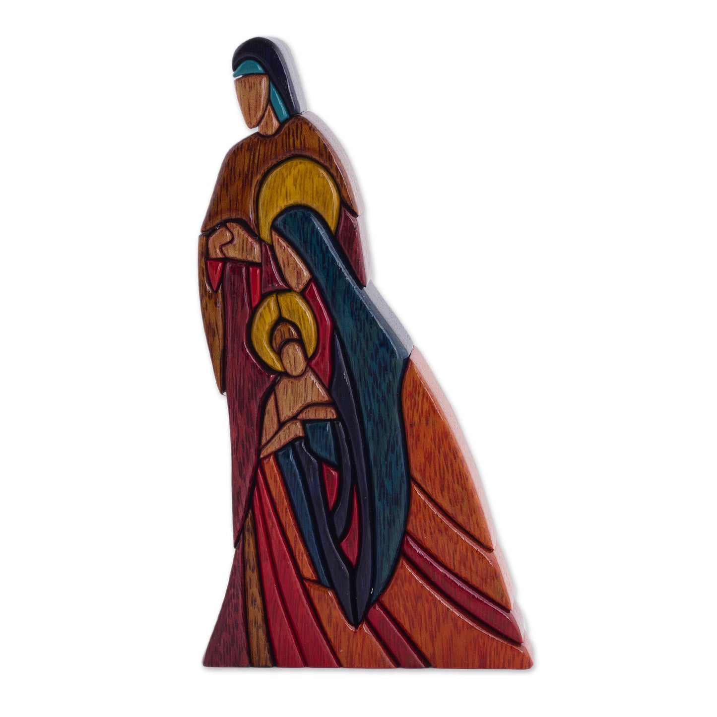 Sacred Family Religious Wood Sculpture