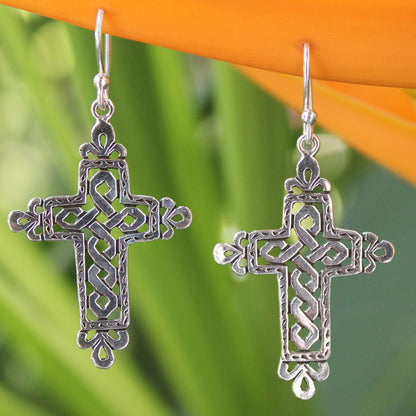 Cross of Legends Sterling Silver Religious Earrings