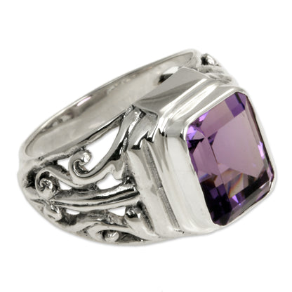 Wisdom Warrior Square Amethyst & Silver Men's Ring