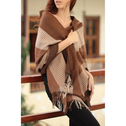 Huancayo Intensity Brown Alpaca Shawl