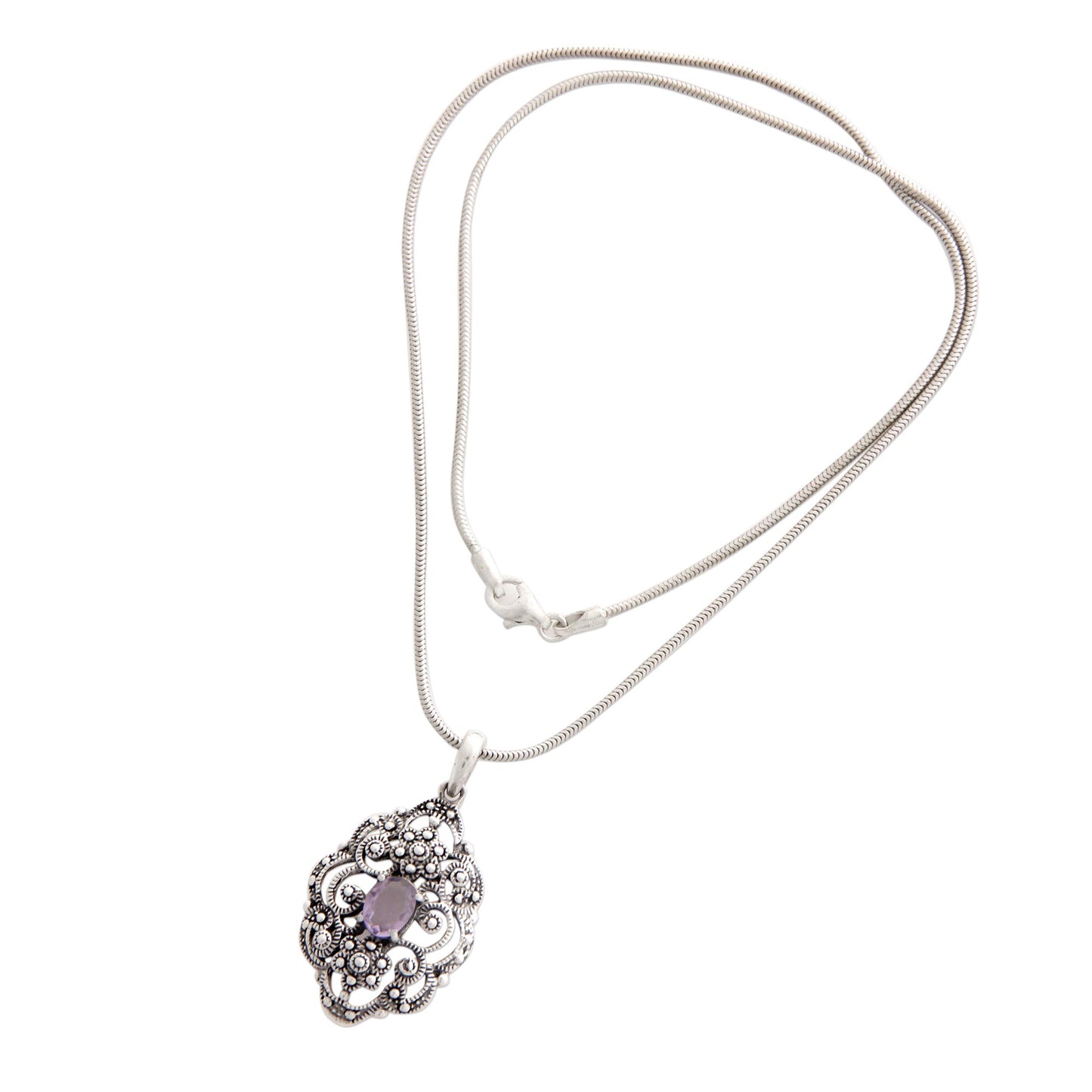 Balinese Romance Amethyst pendant necklace