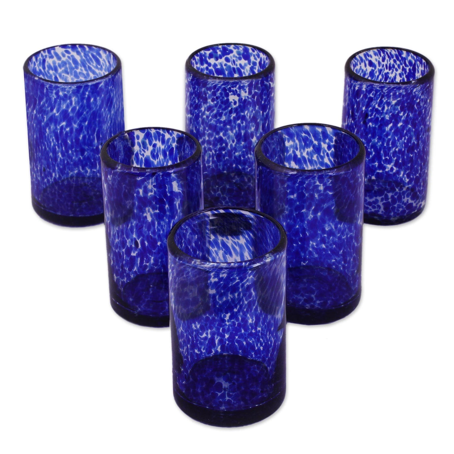 Blue Hand Blown Tumbler Glasses - Set of 6