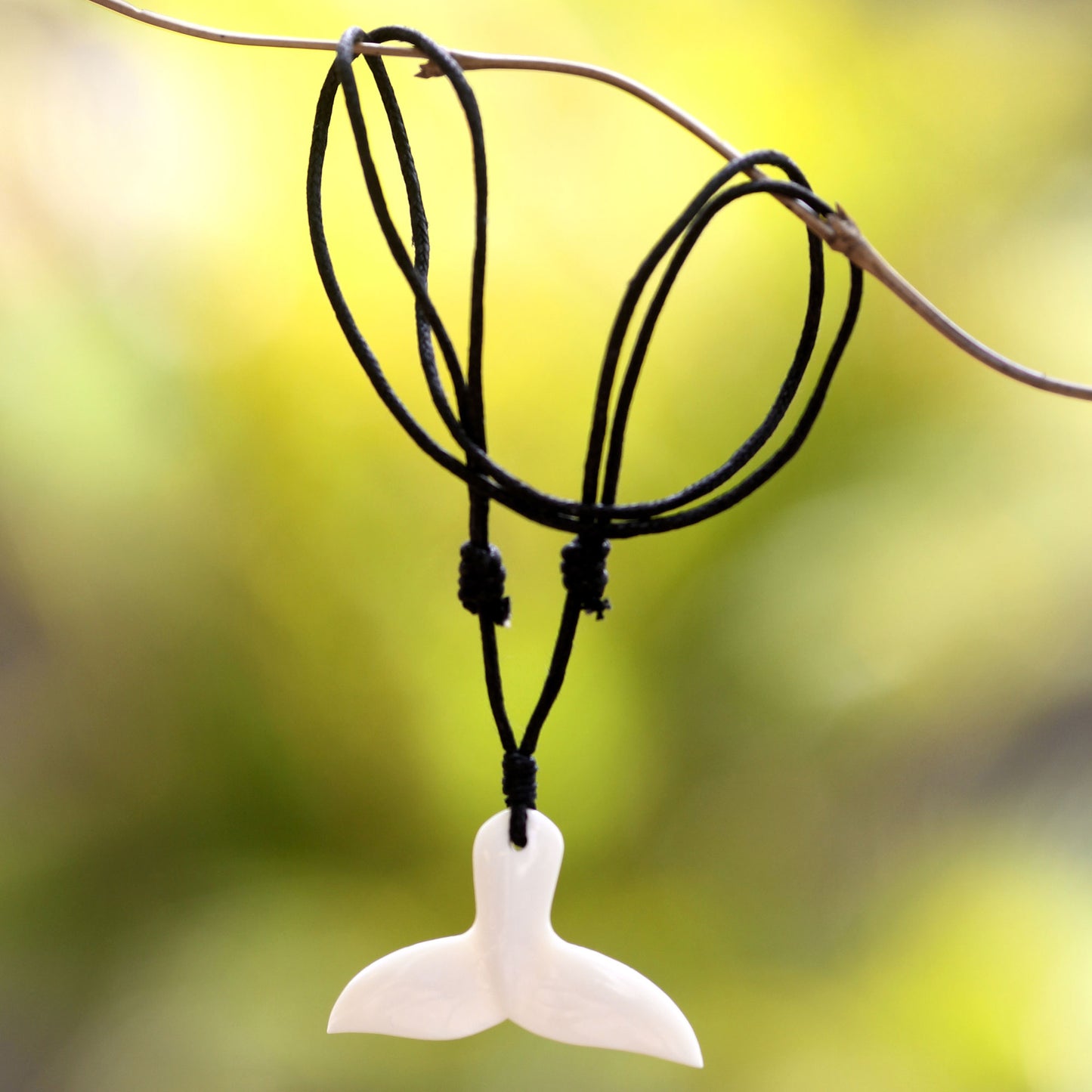 Whale Tail Bone Pendant Necklace