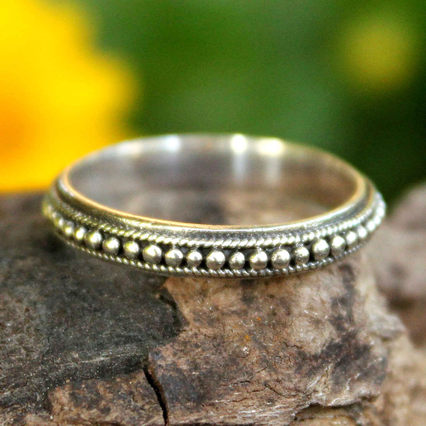 Circle of Stars Sterling Silver Bead Band Ring