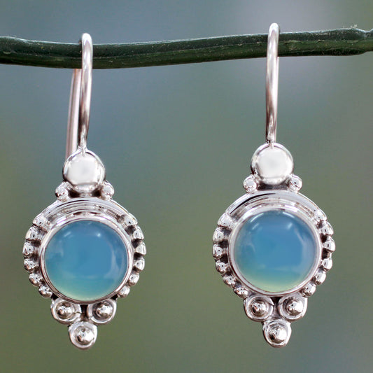 Ocean Sky Classic India Jewelry Silver Earrings with Chalcedony