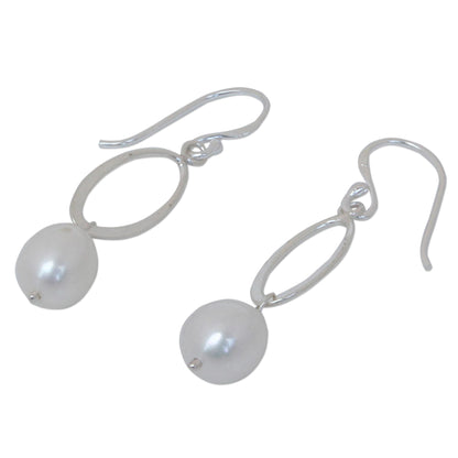 Dragon Love Sterling Silver and Pearl Dangle Earrings