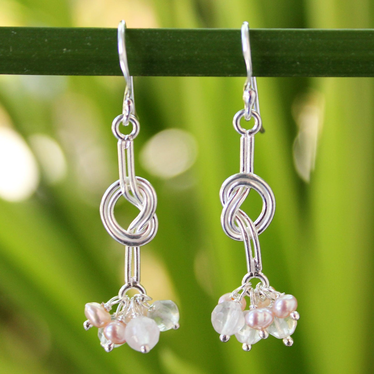 Love Knots Thai Sterling Silver Pearl Earrings