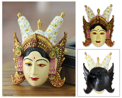 Beautiful Legong Dancer Crocodile Wood Mask