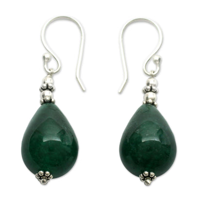 Emerald Dewdrop Sterling Silver Earrings