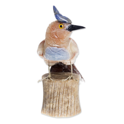 Blue Crested Bird Handcrafted Sculpture